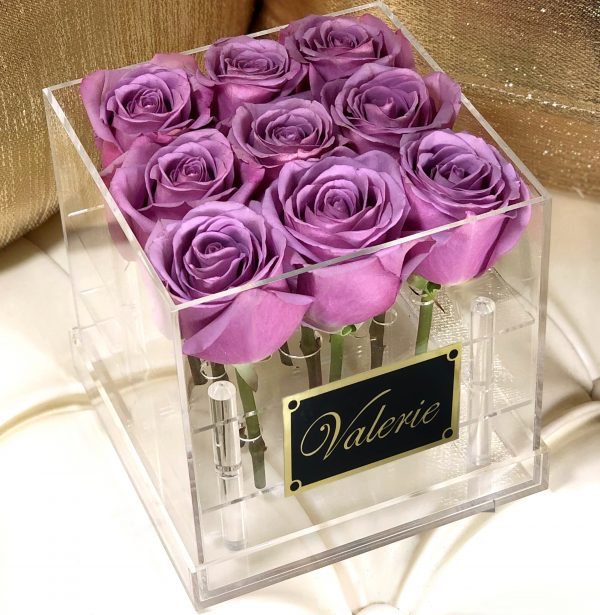 Lavender Clear Roses Flower Box Houston